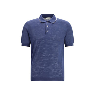 Brooksfield Blue Linen Polo Shirt