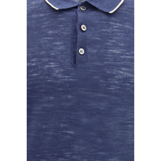 Brooksfield Blue Linen Polo Shirt