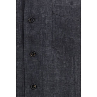 Brunello Cucinelli Gray Linen Pattern Shirt