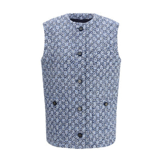 Gucci Blue Cotton Sleveless Jacket