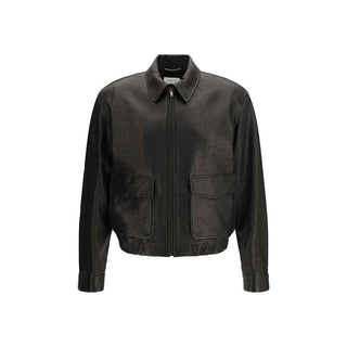 Saint Laurent Black Lamb Ovis Aries Aries Leather Jacket