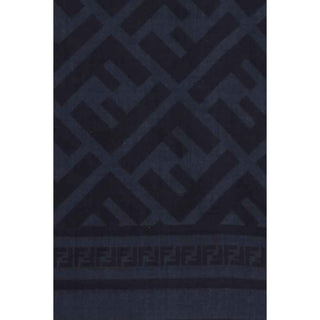 Fendi Blue Wool Oves Aries Scarf