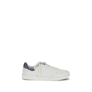 Burberry White Calf Leather Bos Taurus Low Top Sneakers