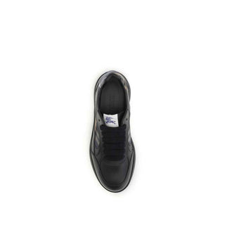 Burberry Black Calf Leather Bos Taurus Low Top Sneakers