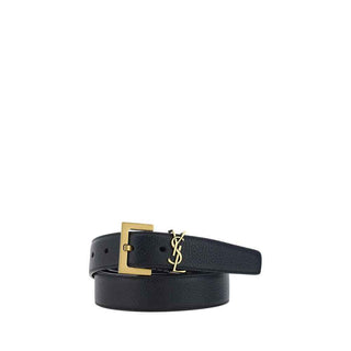 Saint Laurent Black Calf Leather Bos Taurus Regular Belt