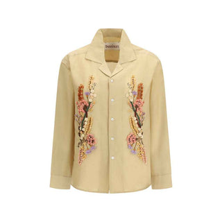 Baziszt Beige Cotton Pattern Shirt