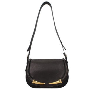 Roberto Cavalli Black Leather Shoulder Bag