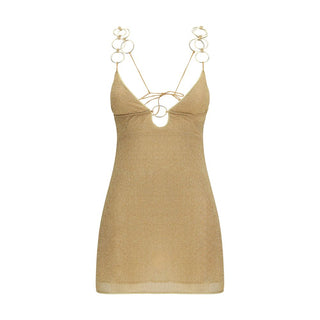 Oséree Gold Polyamide Cocktail Dress