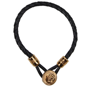 Versace Black Leather Bracelet