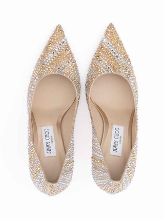 Jimmy Choo Gold Mix Crystal Love 85 Pumps