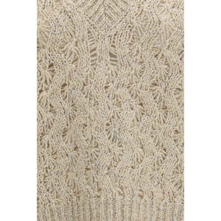 Brunello Cucinelli Beige Silk Sleeveles Sweater