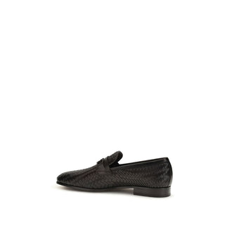 Ferragamo Brown Calf Leather Bos Taurus Slip-On Loafers