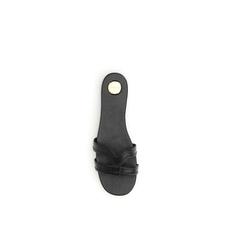 Saint Laurent Black Calf Leather Bos Taurus Sandals