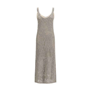 Brunello Cucinelli Gray Linen Casual Dress