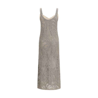 Brunello Cucinelli Gray Linen Casual Dress