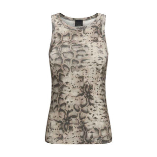 PINKO Beige Cotton Sleeveles T-Shirt