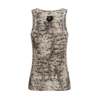 PINKO Beige Cotton Sleeveles T-Shirt