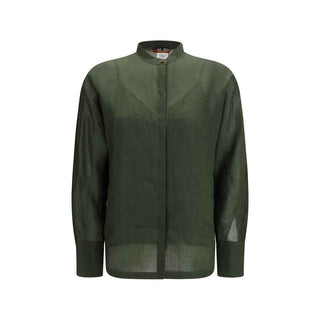 Max Mara Bicolor Ramie Dress Shirt