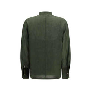 Max Mara Bicolor Ramie Dress Shirt