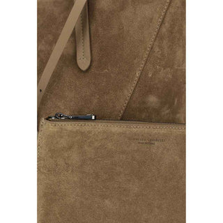 Brunello Cucinelli Beige Calf Leather Bos Taurus Shoulder Bag