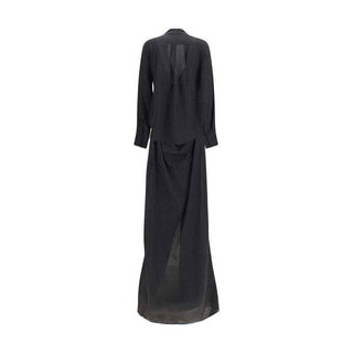 SA SU PHI Black Silk Long Dress