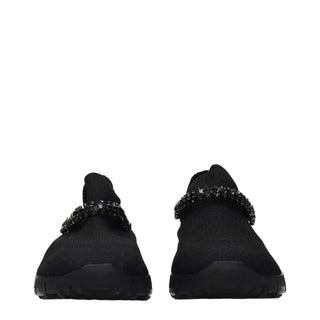 Jimmy Choo Black Fabric Slip-On Loafers