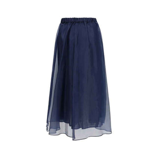 Max Mara Blue Cotton Long Skirt