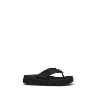 Prada Brown Calf Leather Bos Taurus Flat Sandals
