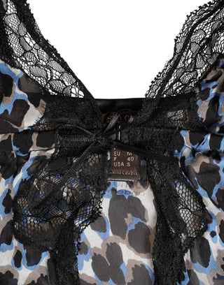 Roberto Cavalli Multicolor Leopard Babydoll Chemise Underwear
