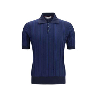 Brunello Cucinelli Blue Cotton Polo Shirt