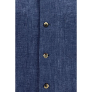 Brunello Cucinelli Blue Linen Blouse