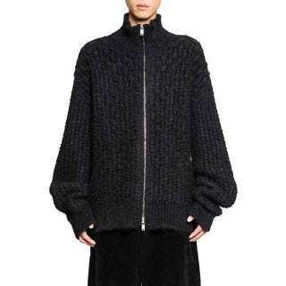 Jil Sander Black Alpaca Leather Cardigan