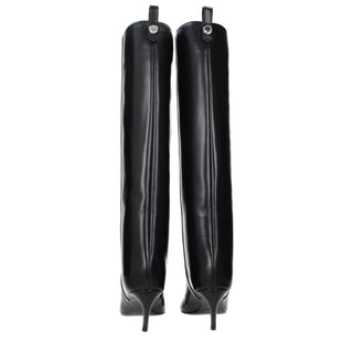 The Attico Black Leather High Heel Boots