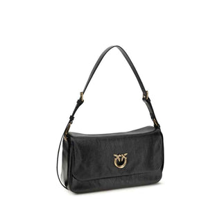 PINKO Black Calf Leather Bos Taurus Shoulder Bag