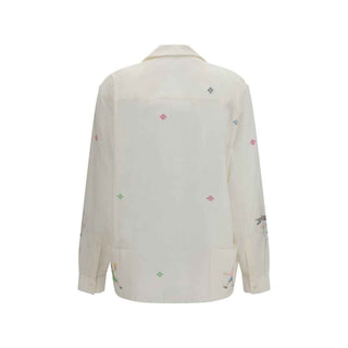 Baziszt White Cotton Pattern Shirt