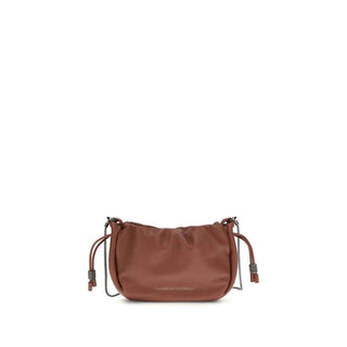 Brunello Cucinelli Brown Calf Leather Bos Taurus Shoulder Bag