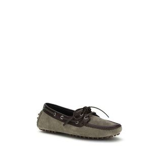 Brunello Cucinelli Gray Calf Leather Bos Taurus Slip-On Loafers
