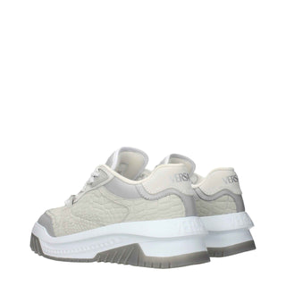 Versace Gray Leather Low Top Sneakers