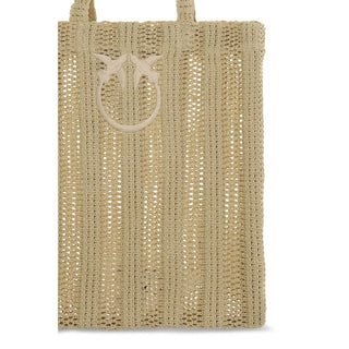 PINKO Beige Raffia Shoulder Bag