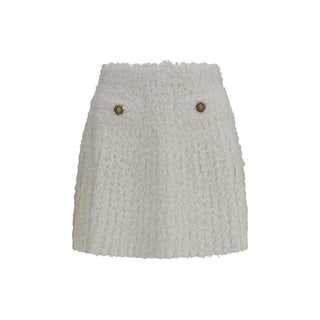 Balmain White Viscose Mini Skirt