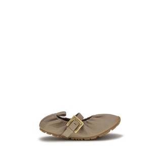 Balmain Beige Calf Leather Bos Taurus Ballet Flats