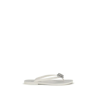 MACH & MACH White Rubber Flat Sandals
