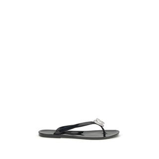 MACH & MACH Black Rubber Flat Sandals