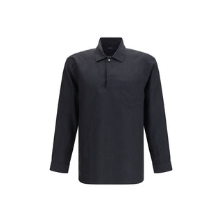 Deperlu Black Linen Dress Shirt