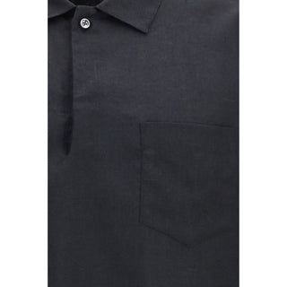 Deperlu Black Linen Dress Shirt