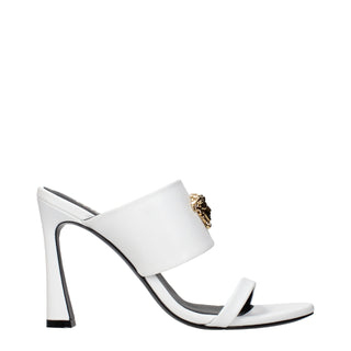 Versace White Leather Stiletto Heel Sandals