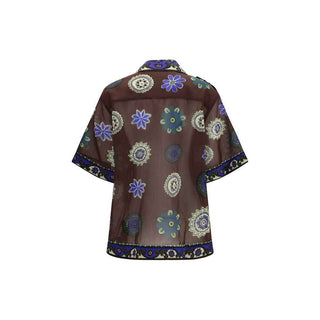 Alemais Brown Ramie Pattern Shirt