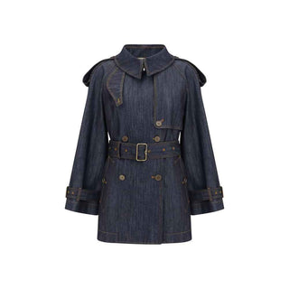 Burberry Blue Cotton Trench Coat