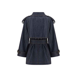Burberry Blue Cotton Trench Coat