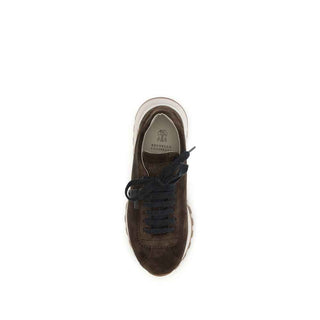 Brunello Cucinelli Brown Calf Leather Bos Taurus Athletic Sneakers